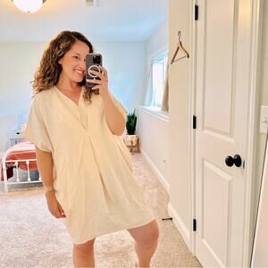 HATCH Cream Linen Blend Mini Dress One Size